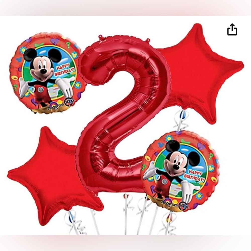 Disney Mickey Mouse 2nd Birthday Balloon set - 5 piece Birthday -‎ NEW